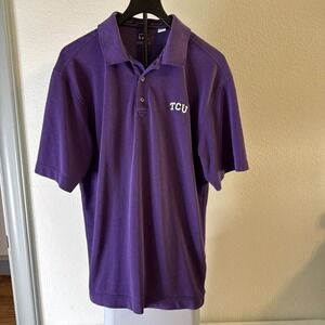Cutter & Buck TCU Horned Frogs Purple Short Sleeve Polo Embroidered Size L